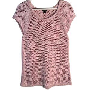 Talbots Light Pink Crochet Knit Sweater XL